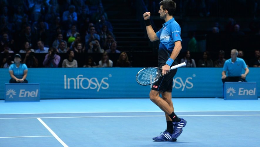 Le Serbe Novak Djokovic après sa victoire sur Rafael Nadal en demi-finale du Masters de Londres, le 21 novembre 2015