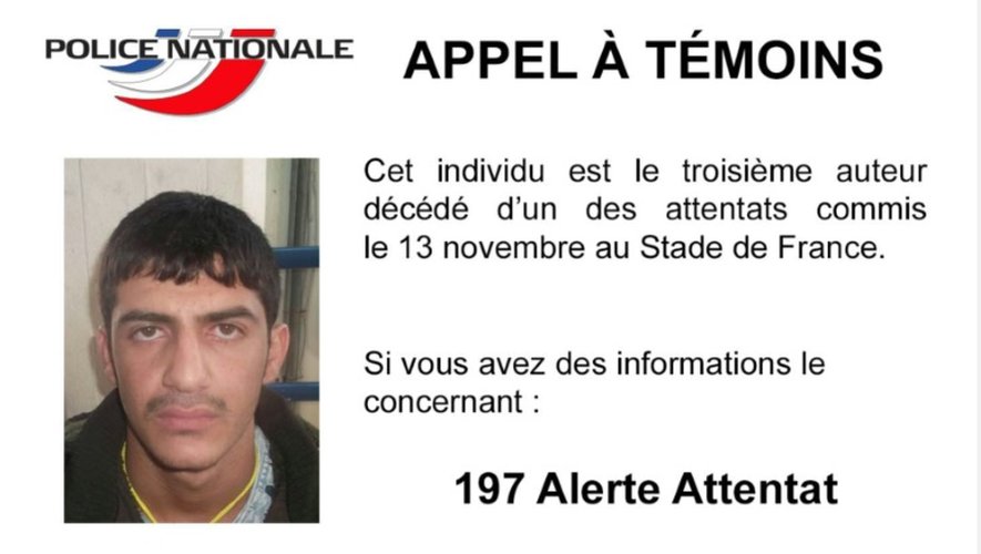 Un appel à témoins de la police française diffusé le 22 novembre 2015