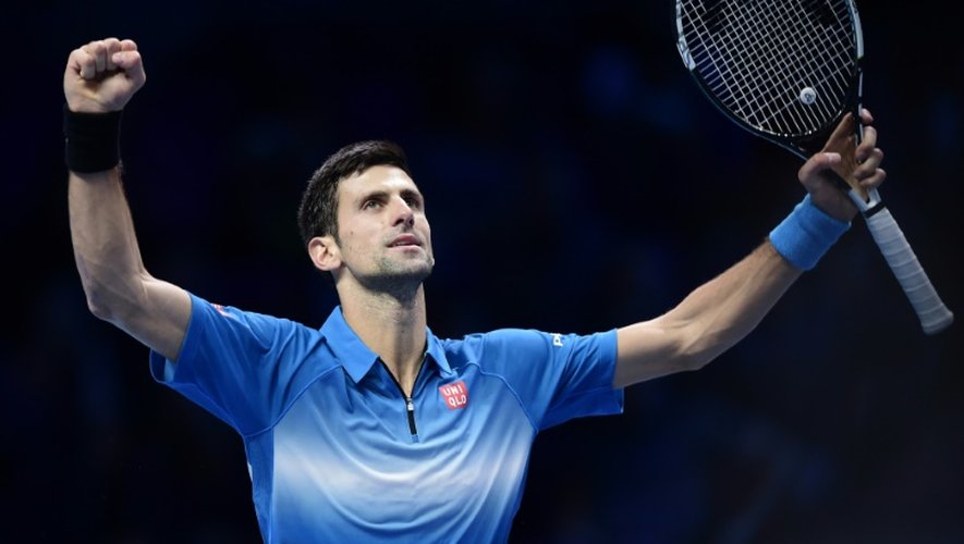 Novak Djokovic à l'issue de sa demi-finale victorieuse devant Rafael Nadal au Masters final de Londres, le 21 novembre 2015