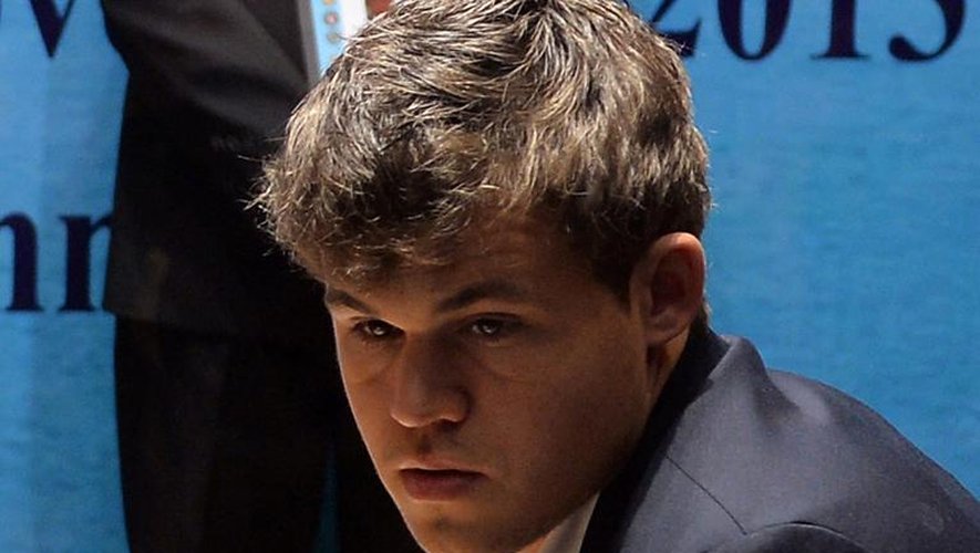 Le Norvégien Magnus Carlsen lors du championnat du monde d'échecs, le 22 novembre 2013 à Chennai en Inde