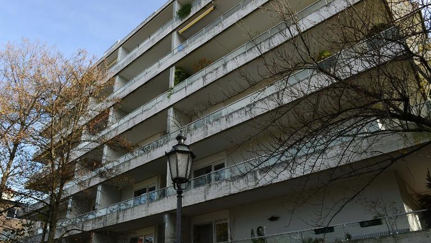 Vue extérieure en date du 4 novembre 2013 de l'immeuble à l'intérieur duquel des oeuvres volées par les nazis ont été retrouvées dans un appartement de Cornelius Gurlitt à Munich