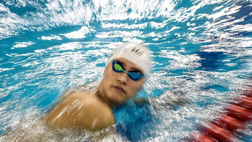 Le nageur chinois Sun Yang à l'entraînement pendant les Jeux Asiatatiques le 25 septembre 2014 à Incheon en Corée du Sud