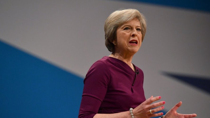 Theresa May au dernier jour du congrès du parti conservateur, le 5 octobre 2016 à Birmingham