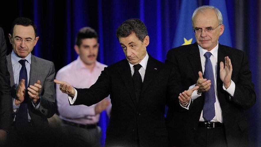 Nicolas Sarkozy entre Bruno Retailleau et Marc Lafineur le 24 novembre 2014 à Angers