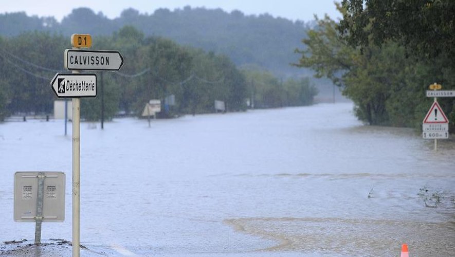 Inondations à Calvissom, dans le Gard, le 15 novembre 2014