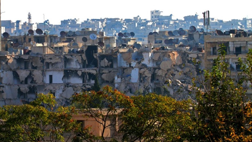 Vue générale sur les destructions dans le district de Boustane al-Bacha, à Alep, en Syrie, le 6 octobre 2016