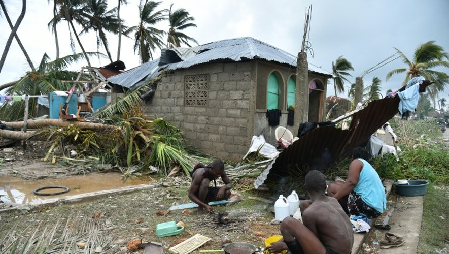 Destructions après le passage de l'ouragan Matthew dans le sud de Haïti à Croix Marche-a-Terre, le 6 octobre 2016