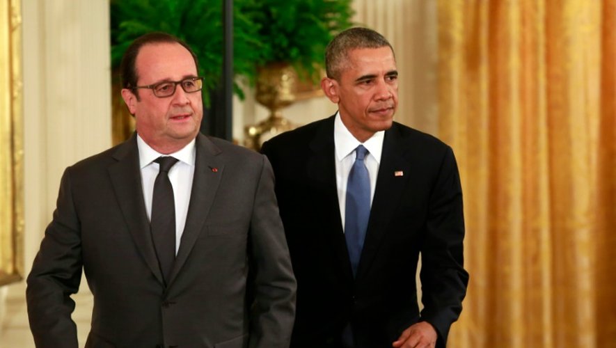 François Holland et Barack Obama lors d'une conférence de presse à la Maison Blanche, le 24 noivembre 2015