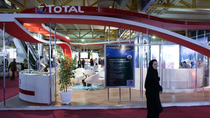 Le stand de Total dans un salon annuel consacré au gaz et à la pétrochimie à Téhéran, le 22 avril 2010