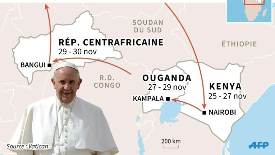 Programme de la tournée du pape François en Afrique