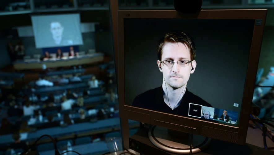 Edward Snowden lors d'une visioconférence le 19 août 2016