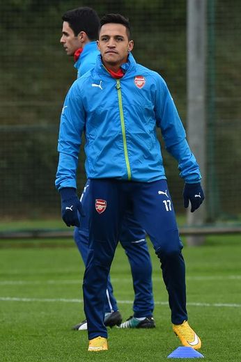 Alexis Sanchez à l'entraînement d'Arsenal le 25 novembre 2014 à Londres