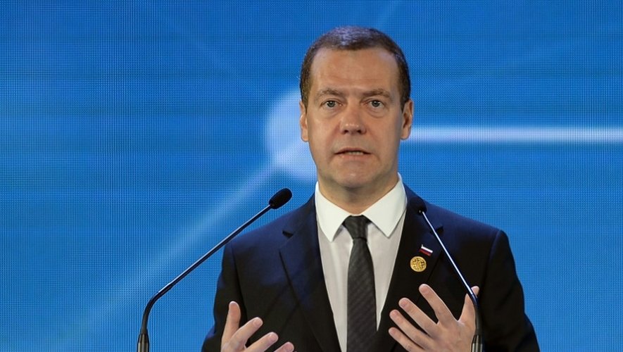 Le Premier ministre russe Dmitri Medvedev lors du Forum annuel de la Coopération économique pour l'Asie-Pacifique (Apec) à Manille le 18 novembre 2015