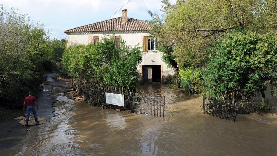 Inondations à Collias, dans le Gard, le 10 octobre 2014