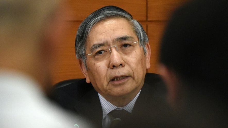 Le gouverneur de la Banque du Japon (BoJ) Haruhiko Kuroda lors d'une conférence de presse à Tokyo le 19 novembre 2015