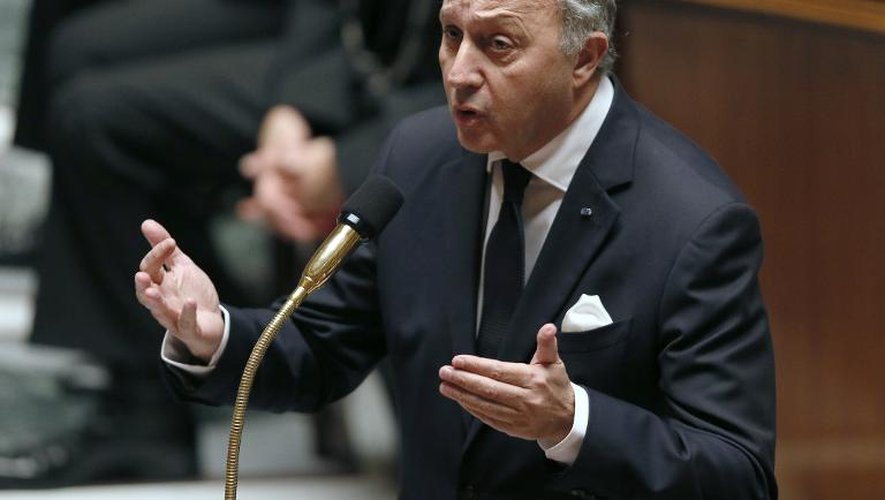 Laurent Fabius lors des questions au gouvernement le 26 novembre  2014 à l'Assemblée nationale à Paris