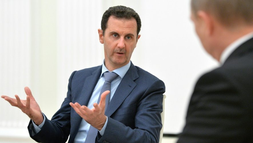 Le président syrien Bachar al-Assad reçu au Kremlin par le président Vladimir Poutine le 20 octobre 2015 à Moscou