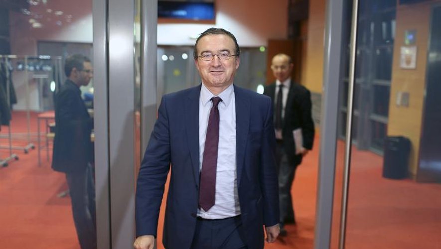 Hervé Mariton, un des trois candidats à la présidence de l'UMP, arrive pour un meeting à Lyon le 25 novembre 2014