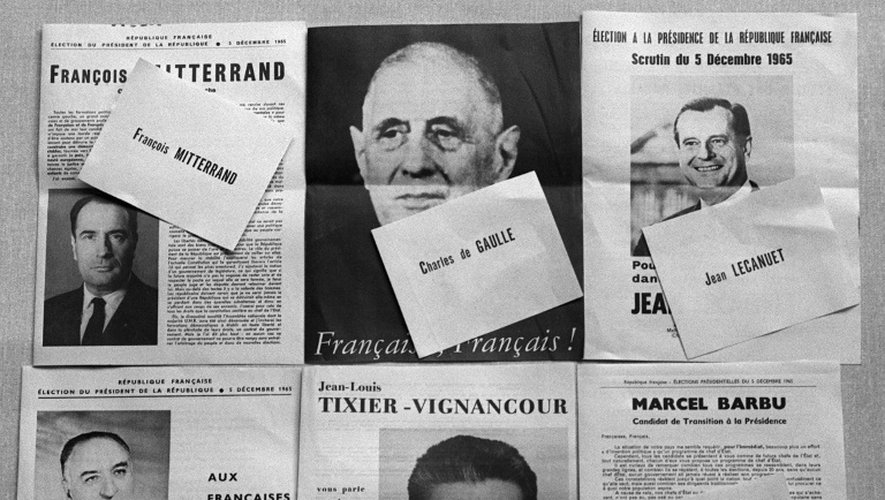 Les bulletins de vote pour l'élection présidentielle de 1965 en France pris en photo le 29 novembre 1965