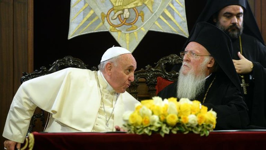 Le pape François et le patriarche orthodoxe de Constantinople Bartholomée à l'église Saint George à Istanbul, le 30 novembre 2014