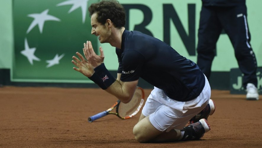 Le Britannique Andy Murray, ému, après sa victoire sur le Belge David Goffin en finale de la Coupe Davis, le 29 novembre 2015 à Gand