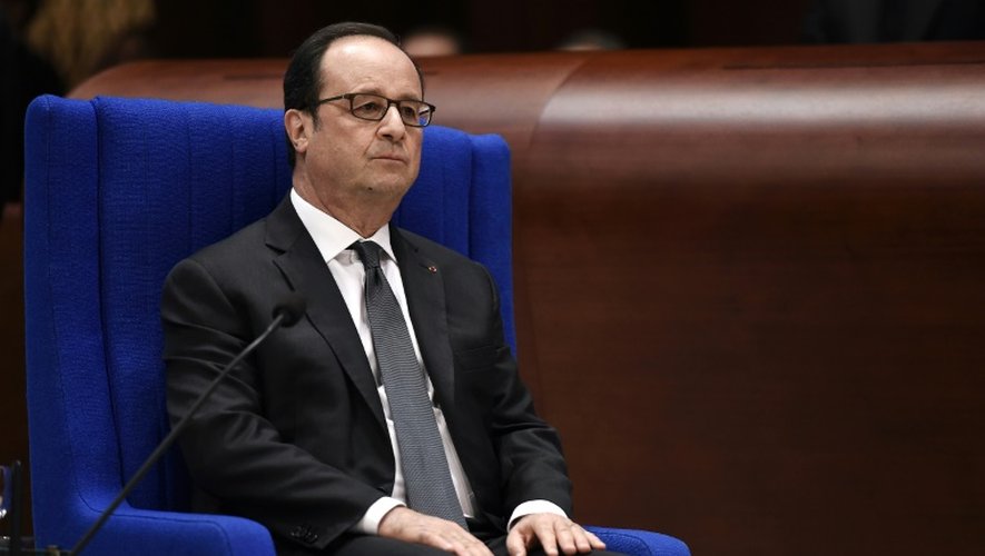 Le président François Hollande au Conseil de  l'Europe le 11 octobre 2016 à Strasbourg