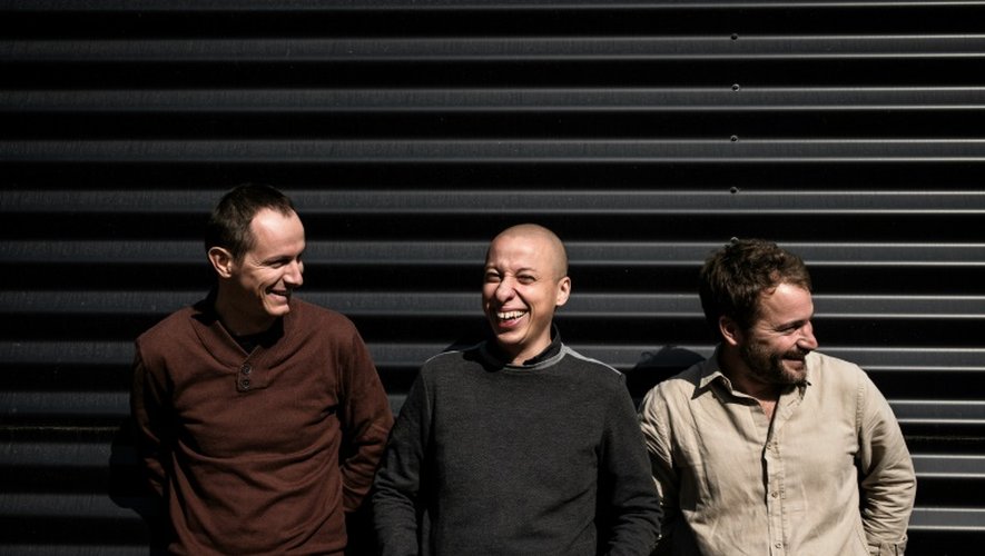 Les trois co-fondateurs du studio Dowino, Pierre Alain Gagne, Nordin Ghachi et Jérôme Cattenot à Villeurbanne, près de Lyon, le 7 octobre 2016