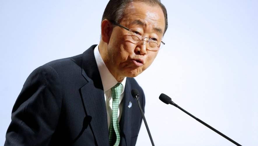 Ban Ki-moon à la tribune de la COP21 le 30 novembre 2015 au Bourget