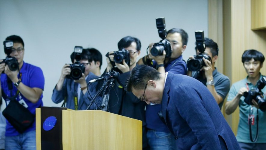 Koh Dong-Jin, responsable de la division mobile de Samsung Electronics, lors d'une conférence de presse à Séoul, le 2 septembre 2016