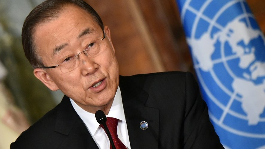 Le secrétaire général des Nations unies Ban Ki-moon à Rome le 6 octobre 2016