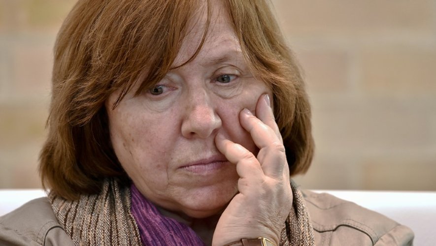 L'écrivaine Svetlana Alexievich, lauréate du prix Nobel de littérature 2015 à Bogota en Colombie le 20 avril 2016