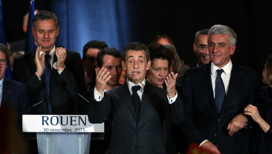 Nicolas Sarkozy en meeting électoral pour les régionales avec Hervé Morin le 30 novembre 2015 à Rouen