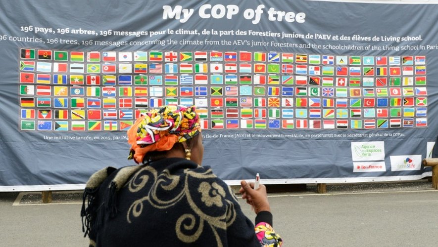 Une affiche déployée sur le site de la COP21, le 2 décembre 2015 au Bourget