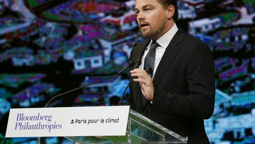 Leonardo Di Caprio, le 4 décembre 2015 intervient lors du sommet sur le climat, à Paris