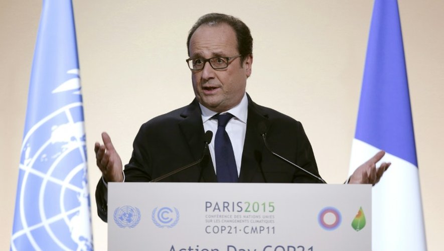 Le président français François Hollande à la conférence climat du Bourget, le 5 décembre 2015