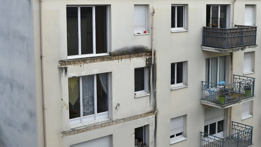 L'immeuble du 25 rue Maillé à Angers, le 16 octobre 2016, au lendemain de l'effondrement meurtrier d'un balcon