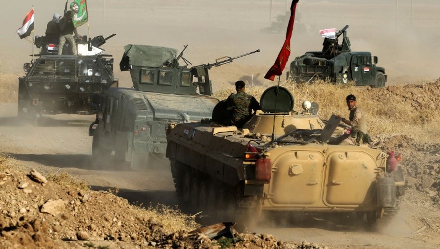 Les forces irakiennes déployées au sud de Mossoul, le 17 octobre 2016