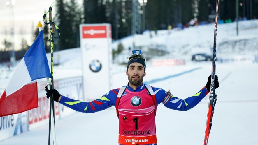 Le biathlète Martin Fourcade vainqueur de la poursuite d'Östersund (Suède), le 6 décembre 2015