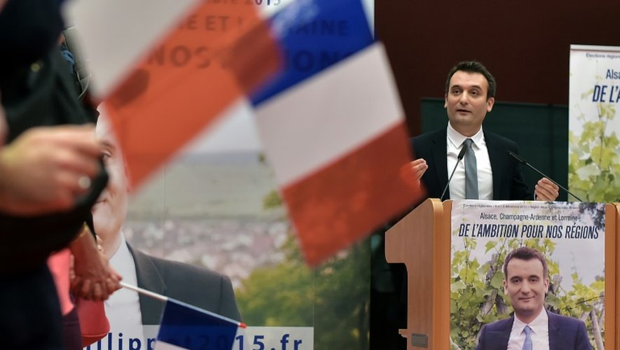 Florian Philippot fait un discours après la publication des résultats le 6 décembre à Strasbourg