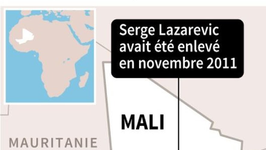 Carte de localisation de Hombori où Serge Lazarevic avait été enlevé dans le nuit du 23 au 24 novembre 2011