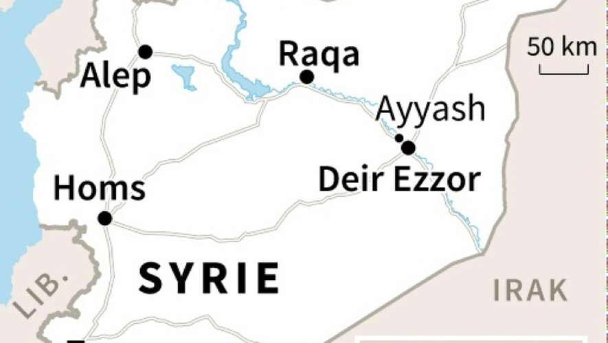Carte de Syrie loaclisant Deir Ezzor et Ayyash