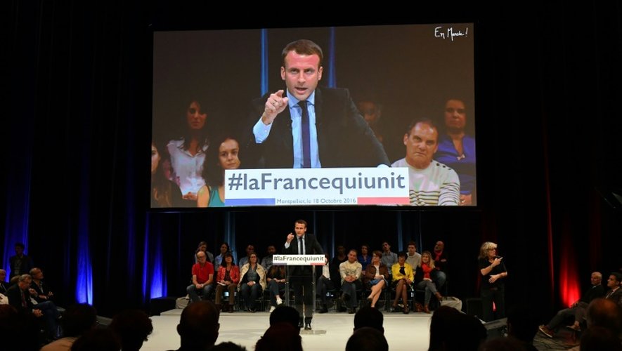 Emmanuel Macron  lors d'un meeting le 18 octobre 2016 à Montpellier