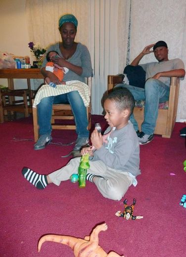 Philana Hall, Richard Bannister et leurs enfants, anciens SDF, dans leur appartement refuge à Washington, le 24 novembre 2014