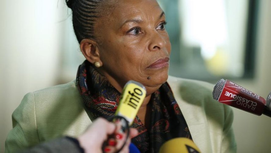 La ministre de la Justice Christiane Taubira lors d'une conférence de presse, le 10 décembre 2014 à Paris