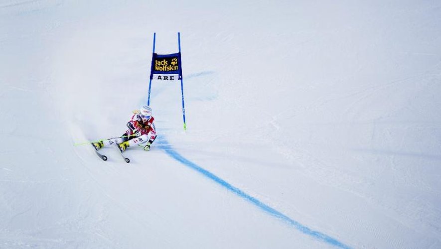 L'Autrichienne Eva-Maria Brem lors du slalom géant d'Äre, comptant pour la Coupe du monde, le 12 décembre 2014