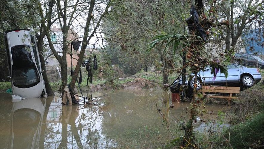 Vue de Grabels, près de Montpellier, le 7 octobre 2014, après une nuit d'inondation