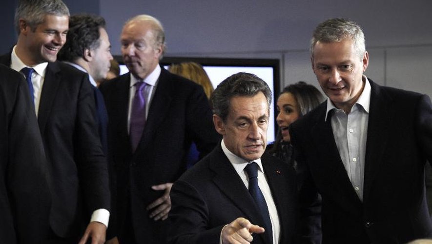 Nicolas Sarkozy et Bruno Lemaire le 13 décembre 2014 à Paris lors d'une réunion des cadres UMP