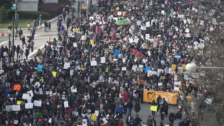 Manifestation en faveur des Noirs tués par des policiers blancs, le 13 décembre 2014 à Washington