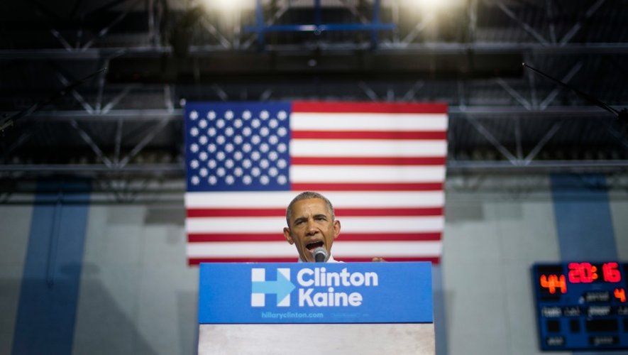 Le président américain Barack Obama lors d'un meeting de soutien à Hillary Clinton à Miami le 20 octobre 2016