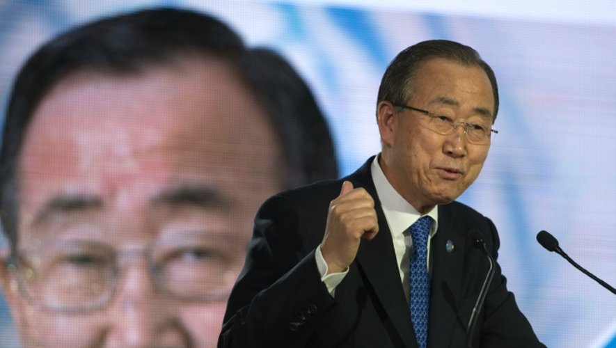 Le secrétaire général de l'ONU Ban Ki Moon, le 10 décembre 2015 au Bourget